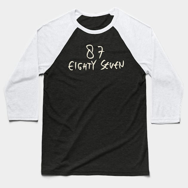 Hand Drawn Letter Number 87 Eighty Seven Baseball T-Shirt by Saestu Mbathi